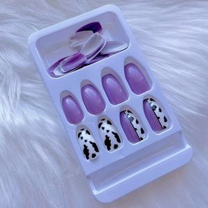 💜💅🏻 Purple Cow Print Glue On Nails 💜💅🏻